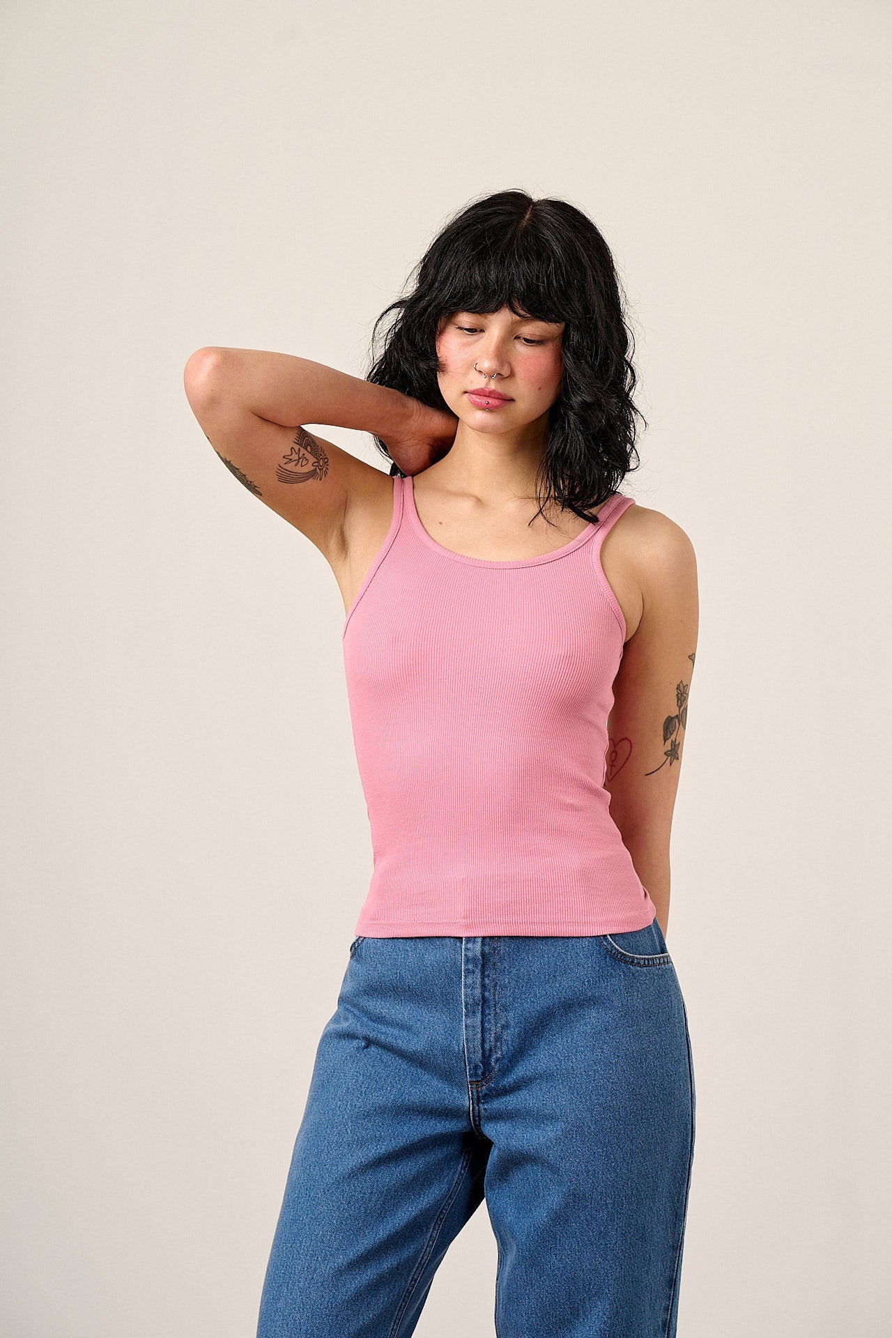 Tully - Cotton Strappy Vest in Pink