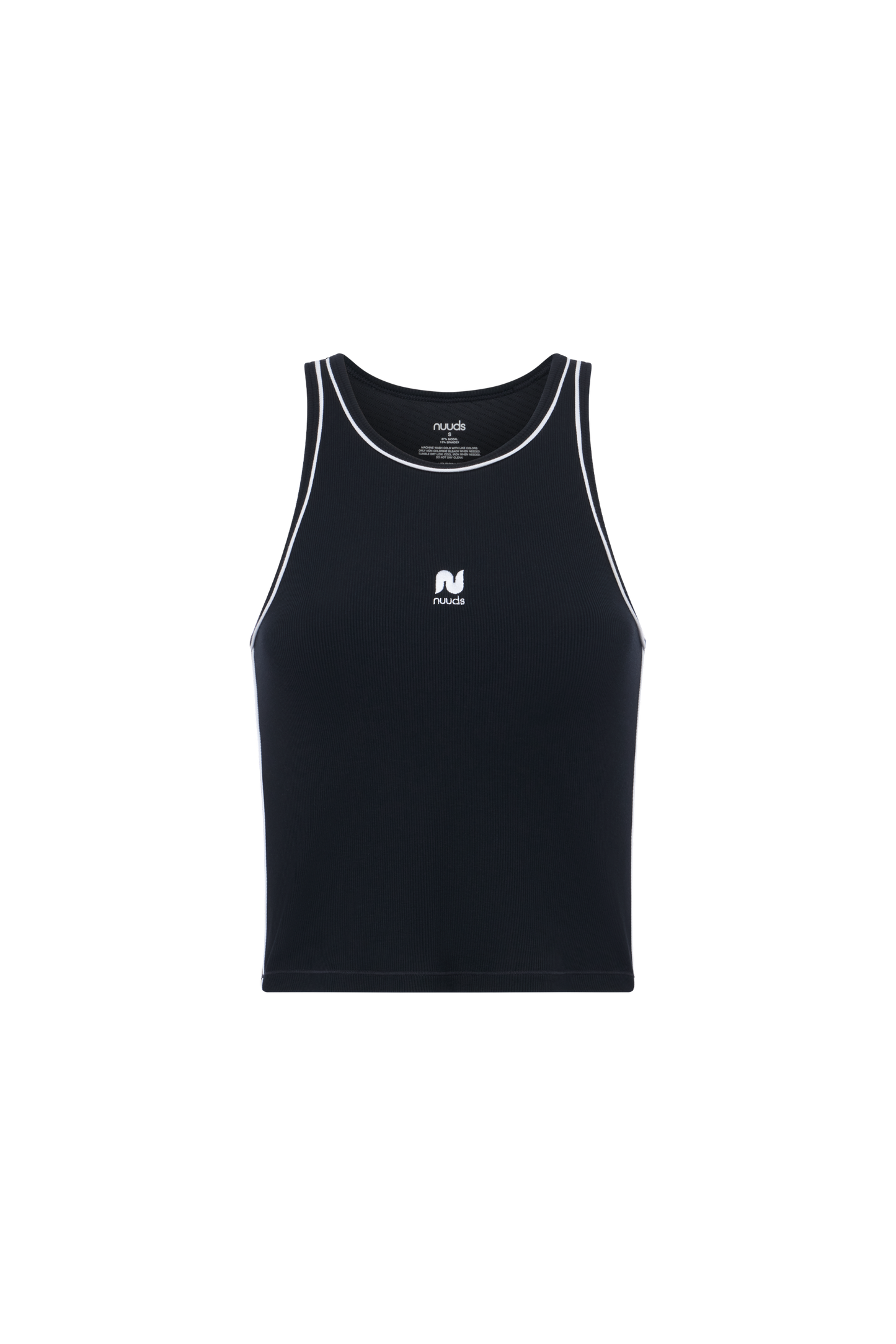 Sporty Rib Piped Racer Tank | Black
