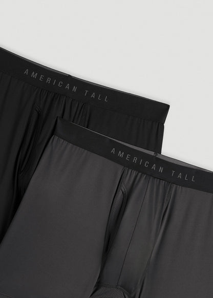 2-Pack A.T. Performance Boxer Briefs for Tall Men in Black & Charcoal Rinse