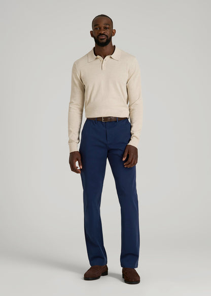 4 Way Stretch Commuter STRAIGHT Leg Chino Pants for Tall Men in Summer Blue