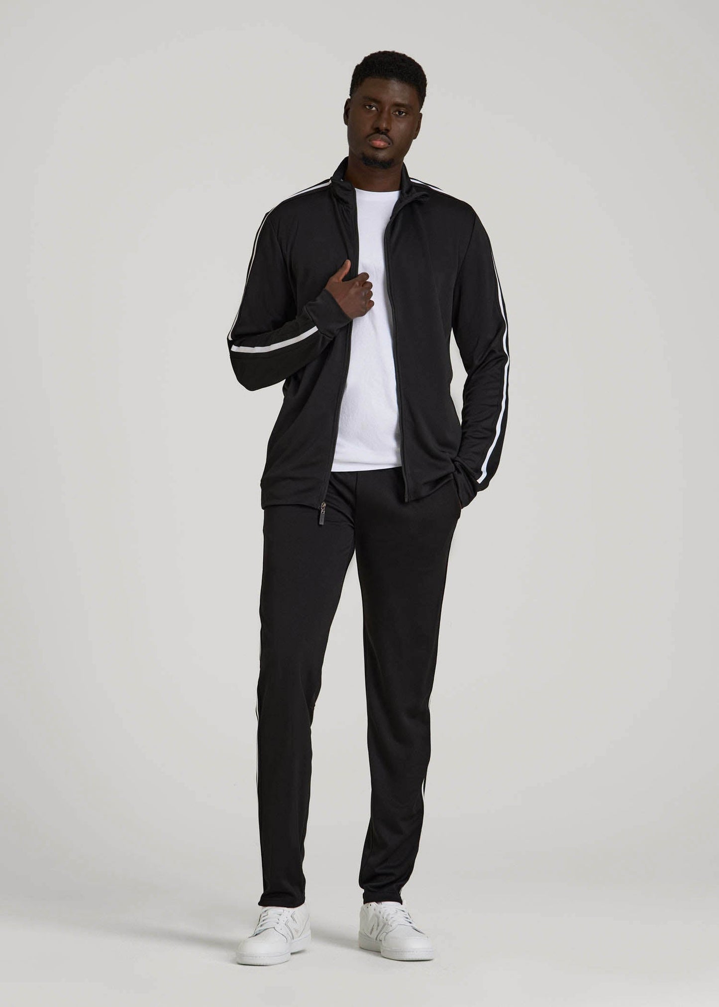Athletic Stripe Jacket for Tall Men in Black-White Stripe