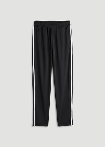 Athletic Stripe Pants for Tall Men in Black