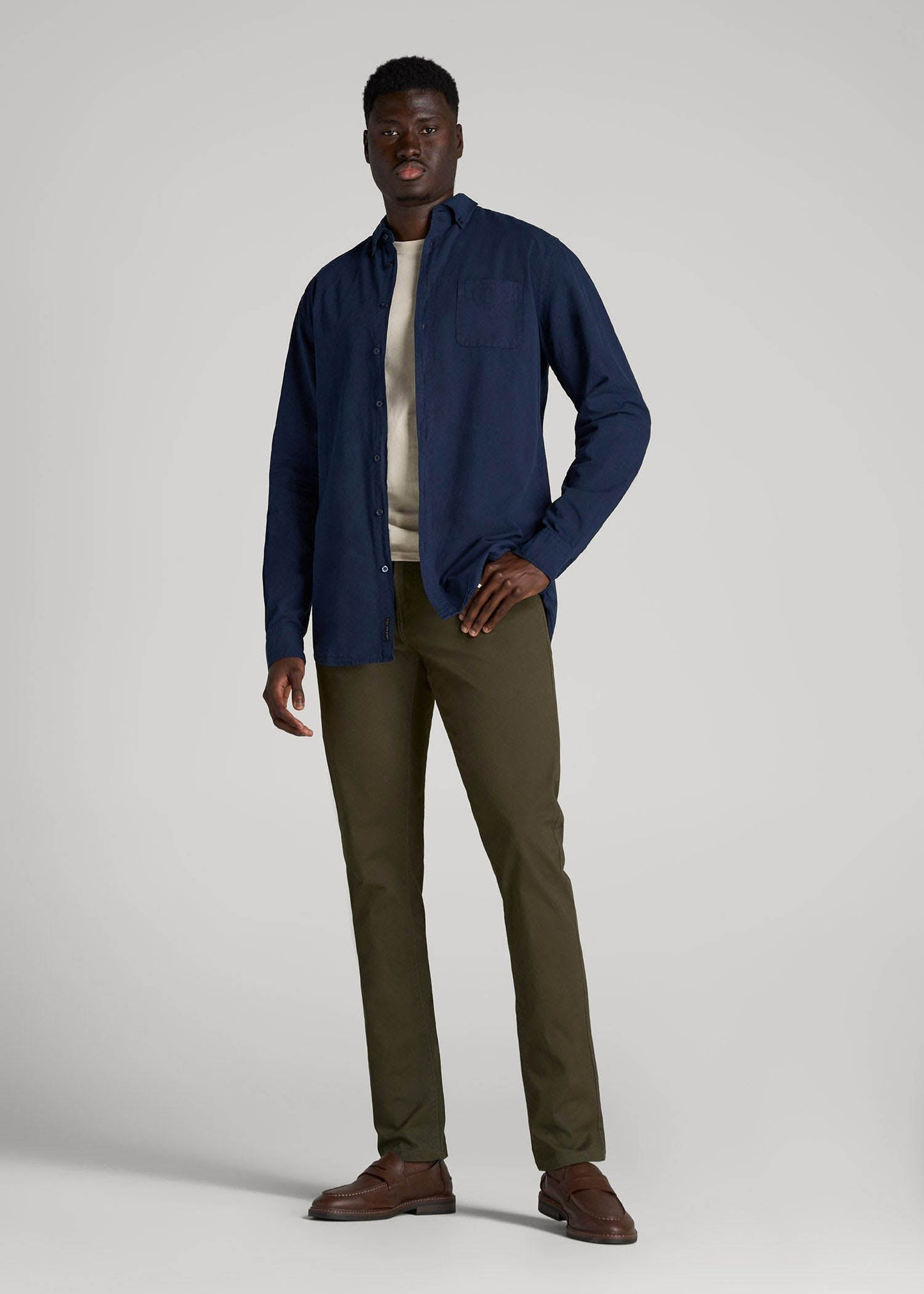 Carman TAPERED Fit Five Pocket Pants for Tall Men in Camo Green