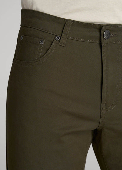 Carman TAPERED Fit Five Pocket Pants for Tall Men in Camo Green