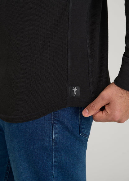 Double Honeycomb Thermal Crewneck for Tall Men in Black