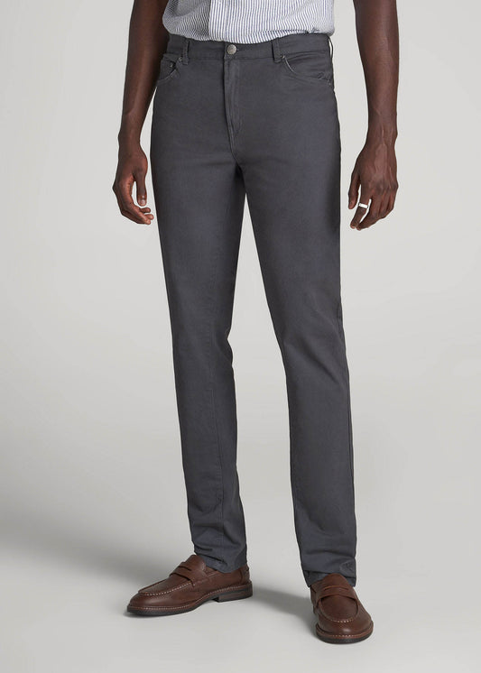 Dylan Slim Fit Five-Pocket Pants For Tall Men in Iron Grey