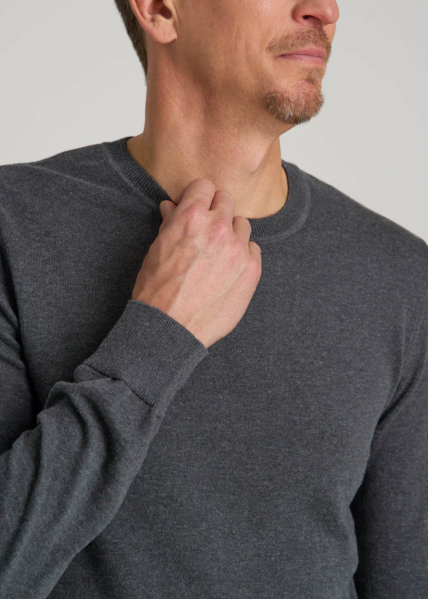 Everyday Crewneck Sweater for Tall Men in Charcoal Mix