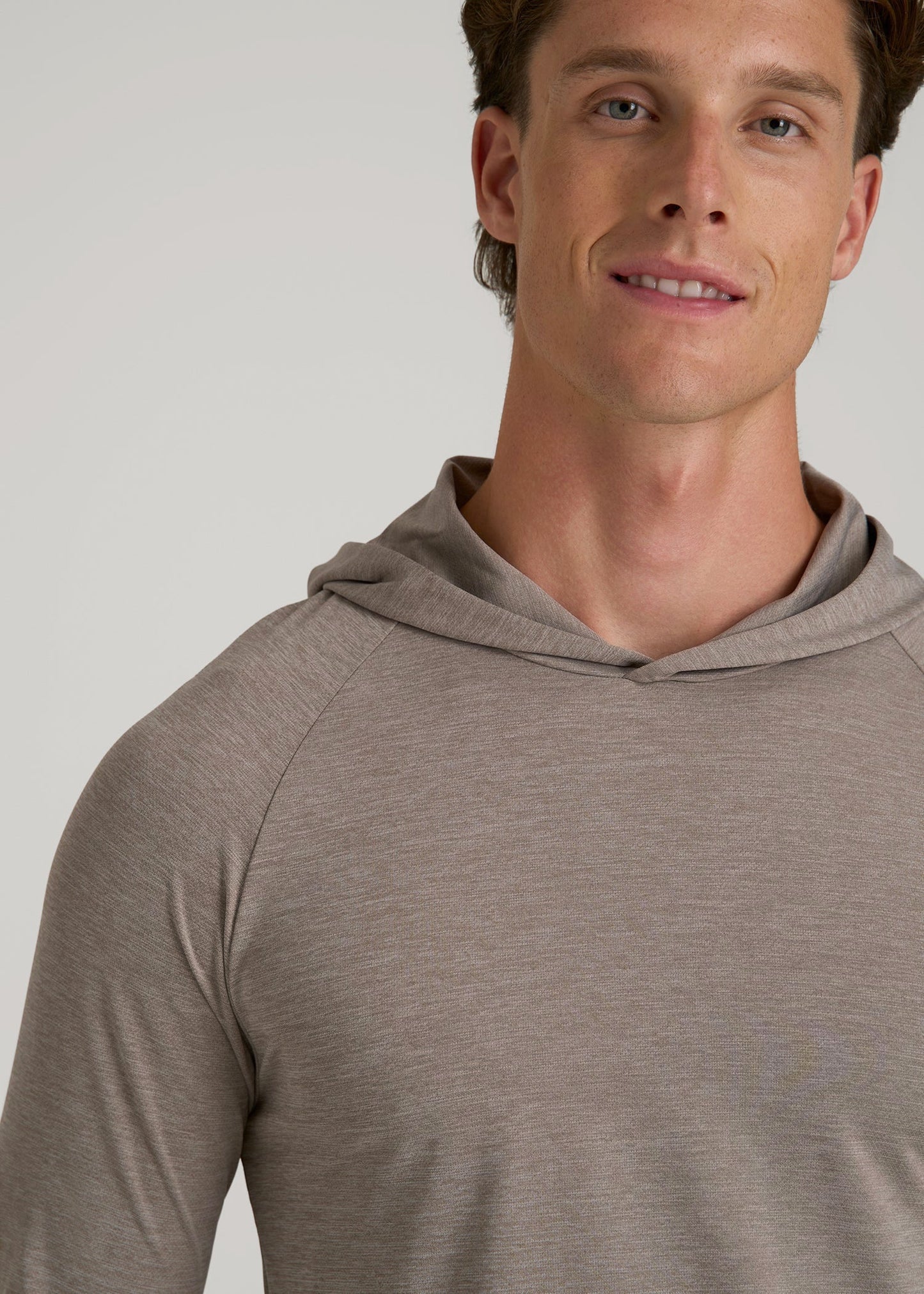 A.T. Performance Training Hoodie for Tall Men in Dark Sand Space Dye