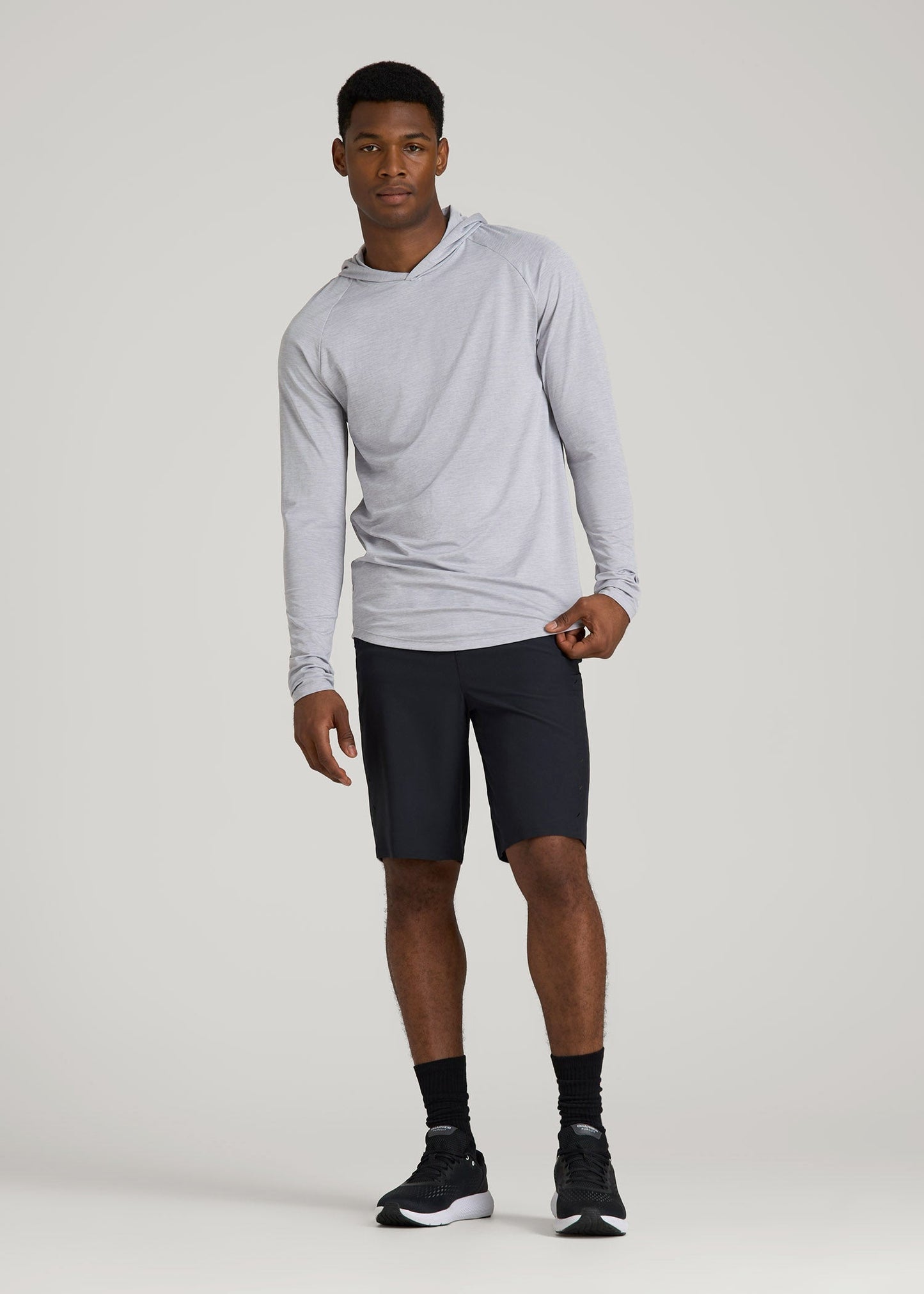 A.T. Performance Training Hoodie for Tall Men in Light Silver