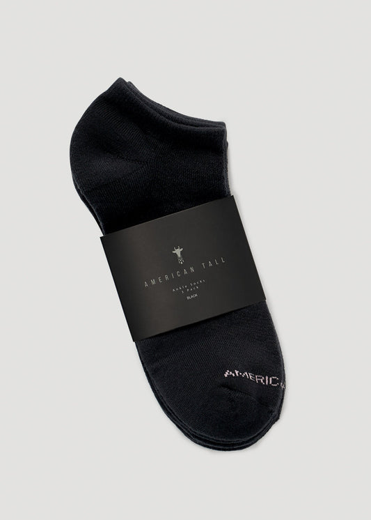 Ankle Socks (X-Large Size: 10-13) for Tall Women in Black