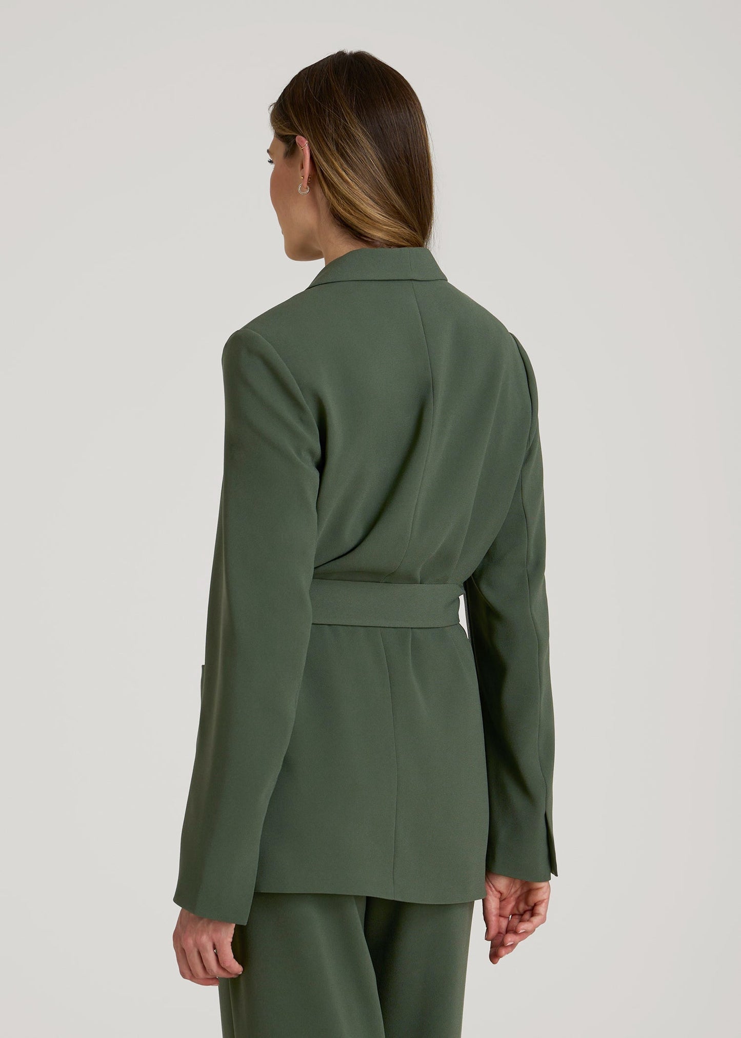 Crepe Wrap Blazer for Tall Women in Climbing Ivy