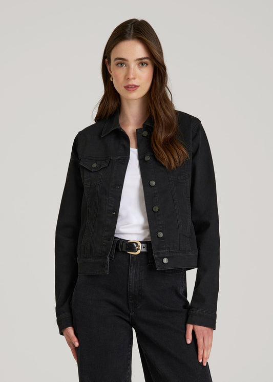 Classic Denim Jacket for Tall Women in Black