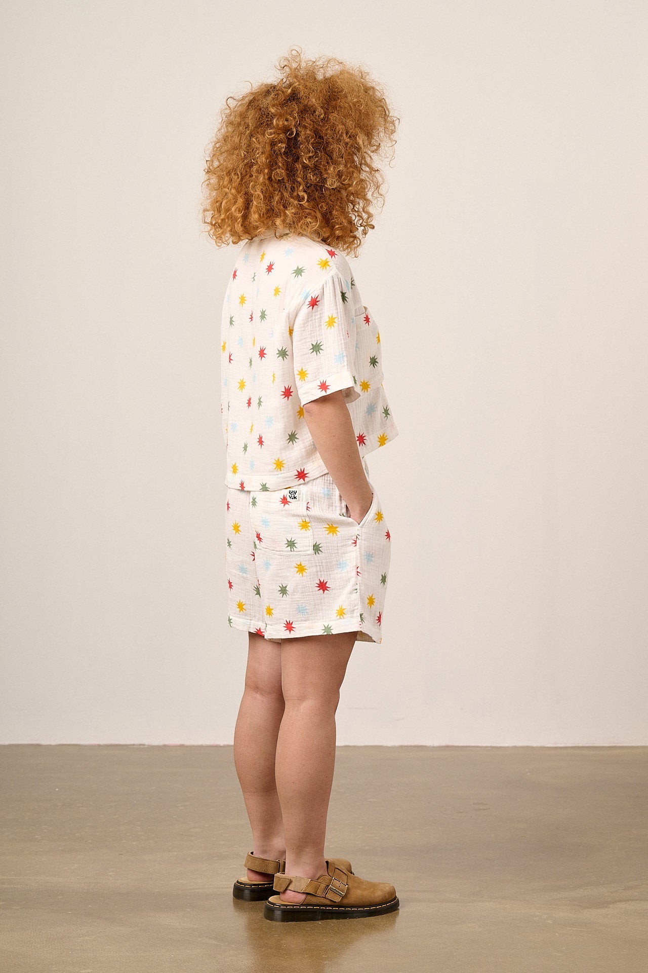 Alfie - Cotton Shirt in Ecru Cosmic Folk Stars