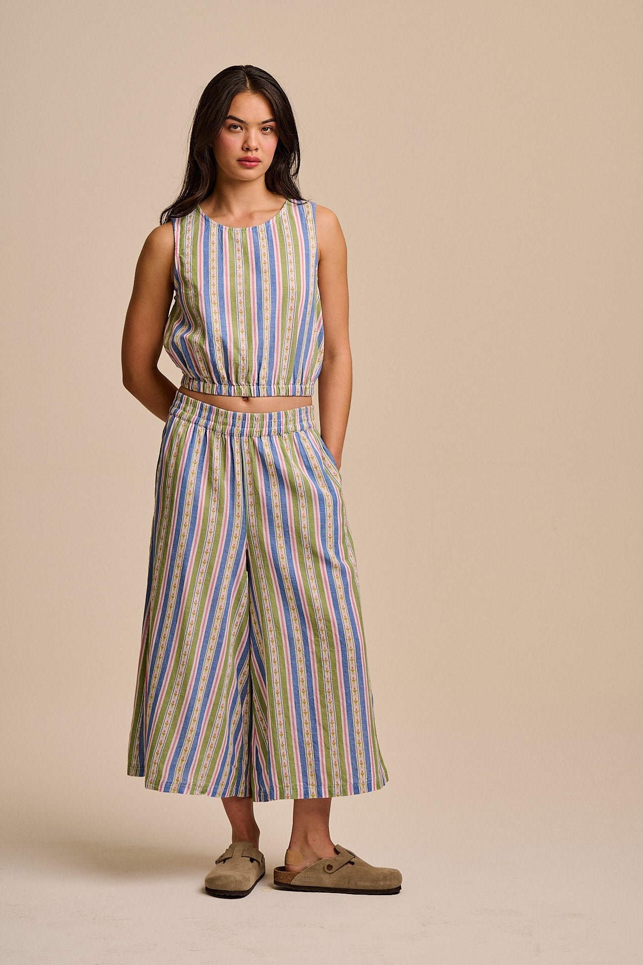 Chase - Cotton Culotte Trousers in Tulip Stripe