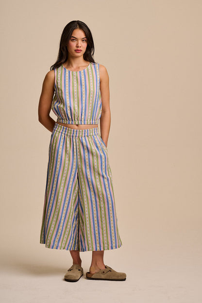 Chase - Cotton Culotte Trousers in Tulip Stripe
