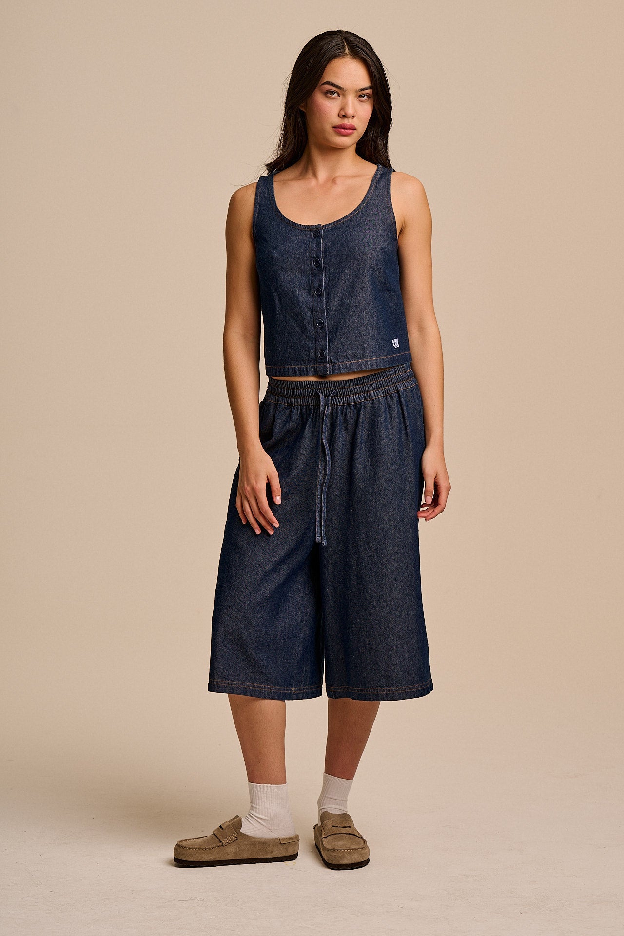 Carlos - Cotton Jort Shorts in Indigo Blue