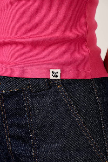 Gracie - Cotton T-Shirt in Fuchsia Rose