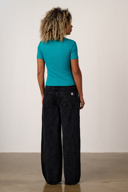 Gracie - Cotton T-Shirt in in Pagoda Blue