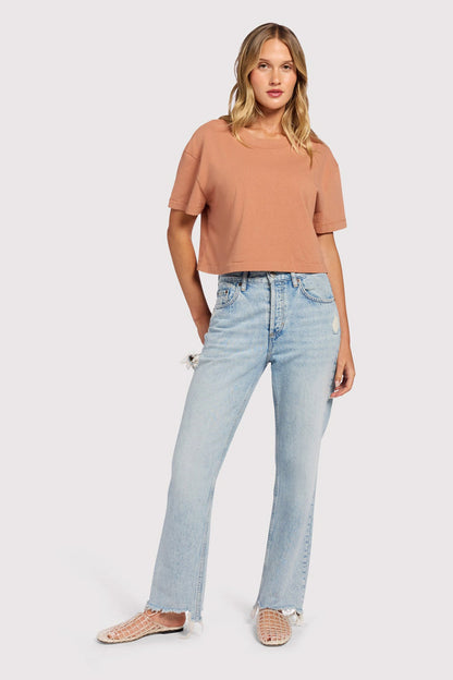 Vintage Cotton Cropped Tee | Clay