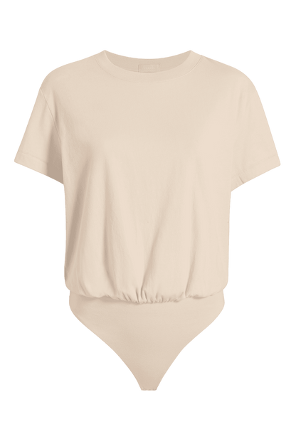 Soft Cotton Everyday T-Shirt Bodysuit | Bone