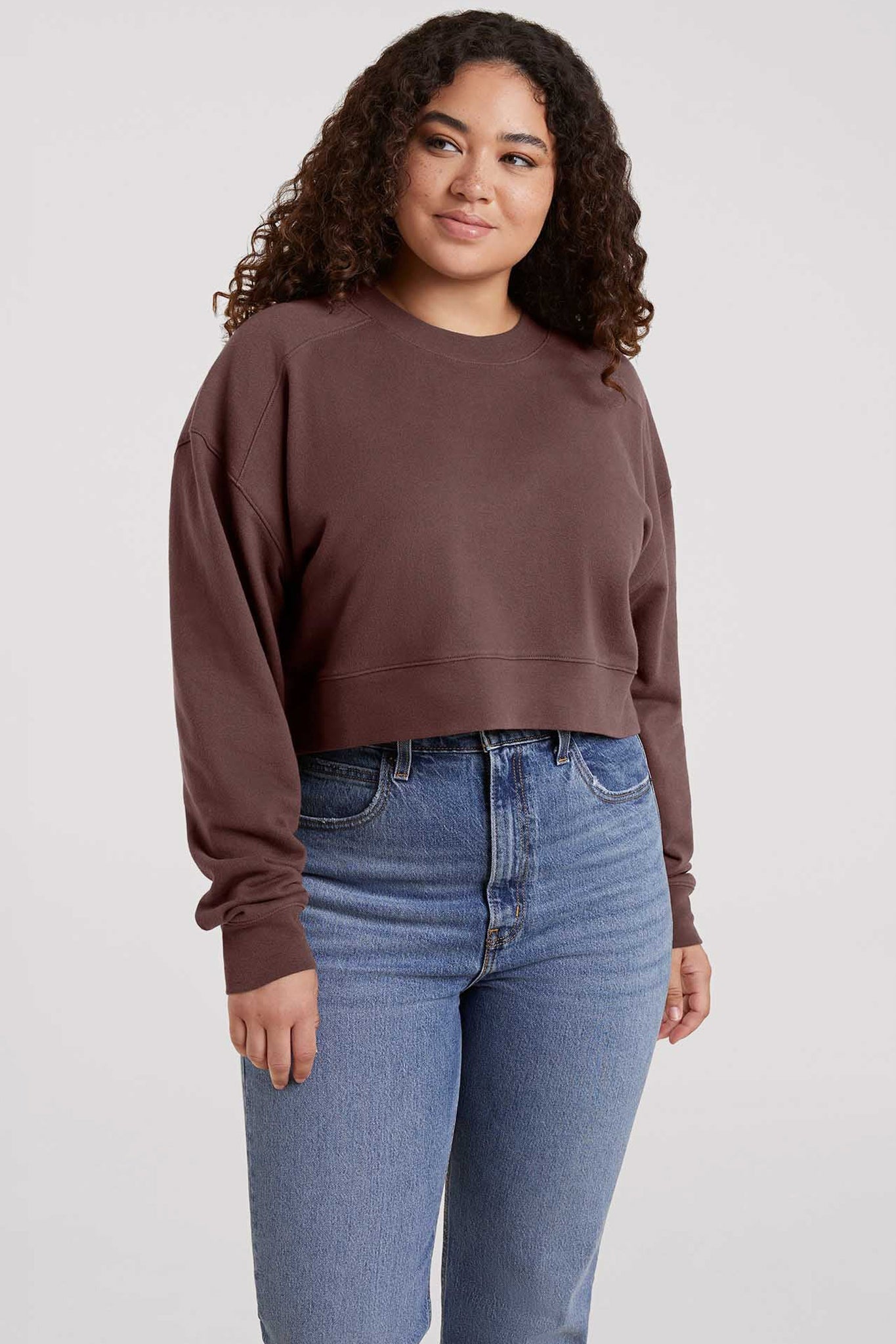 Cropped Crewneck Sweatshirt | Coffee