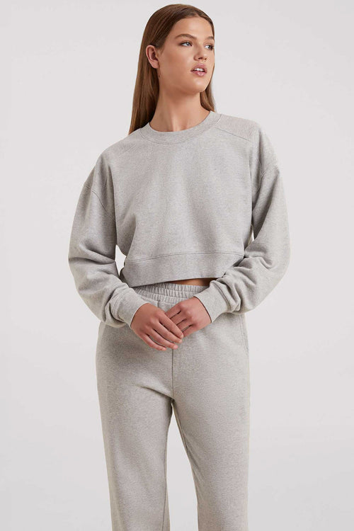 Cropped Crewneck Sweatshirt | Heather Grey