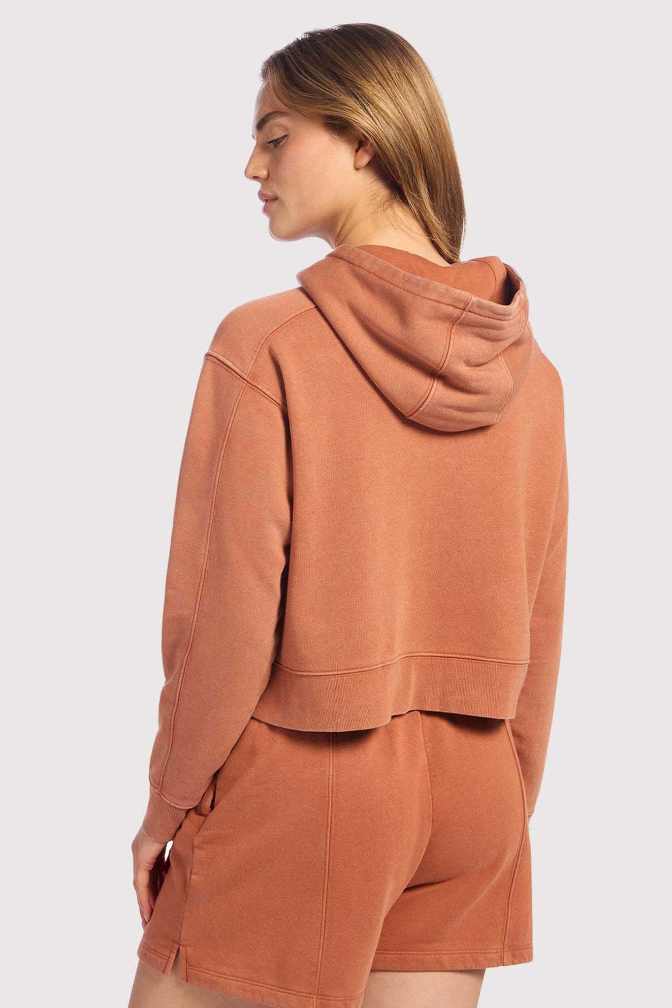 Vintage Fleece Cropped Hoodie | Washed Clay