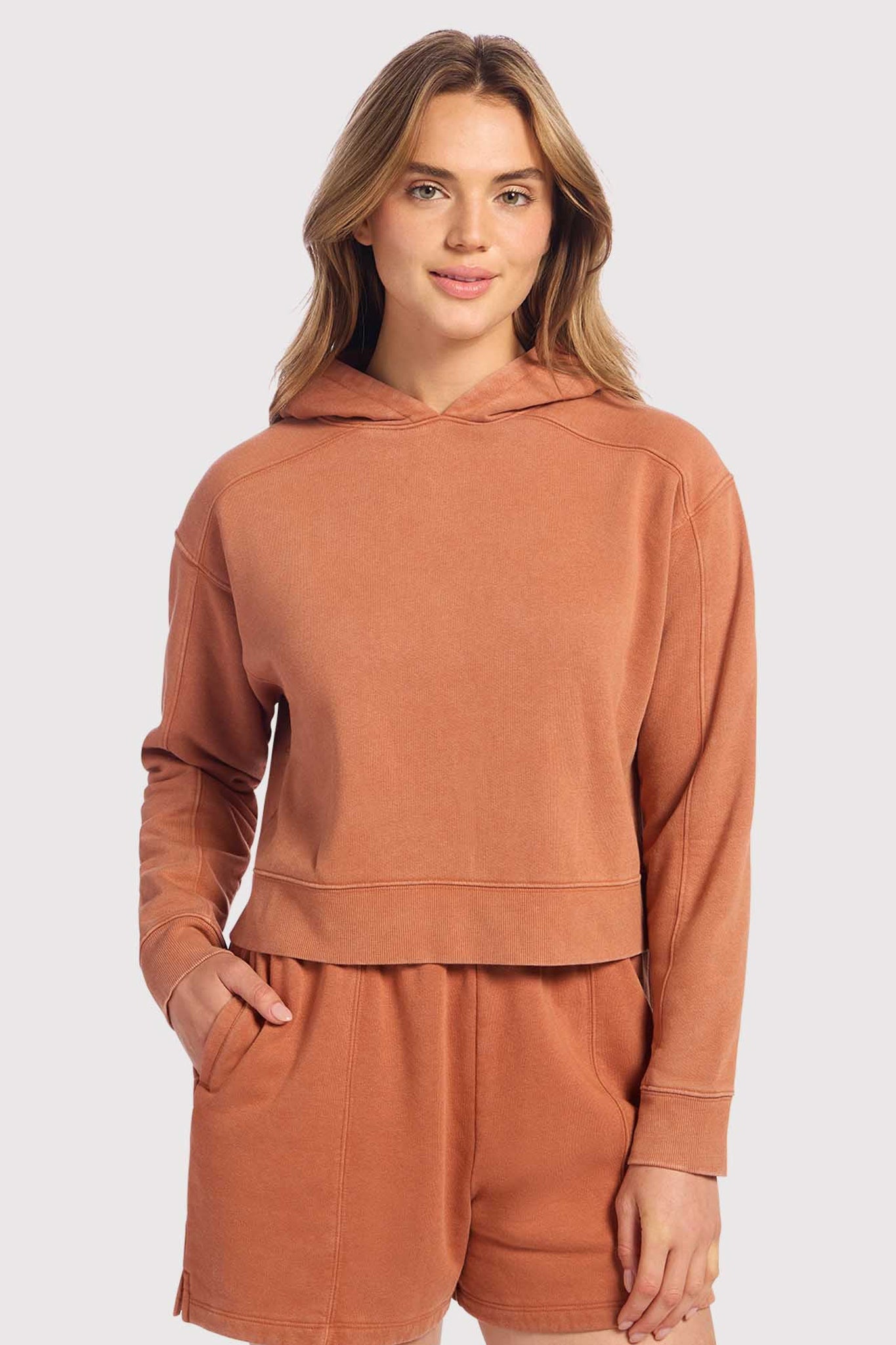 Vintage Fleece Cropped Hoodie | Washed Clay