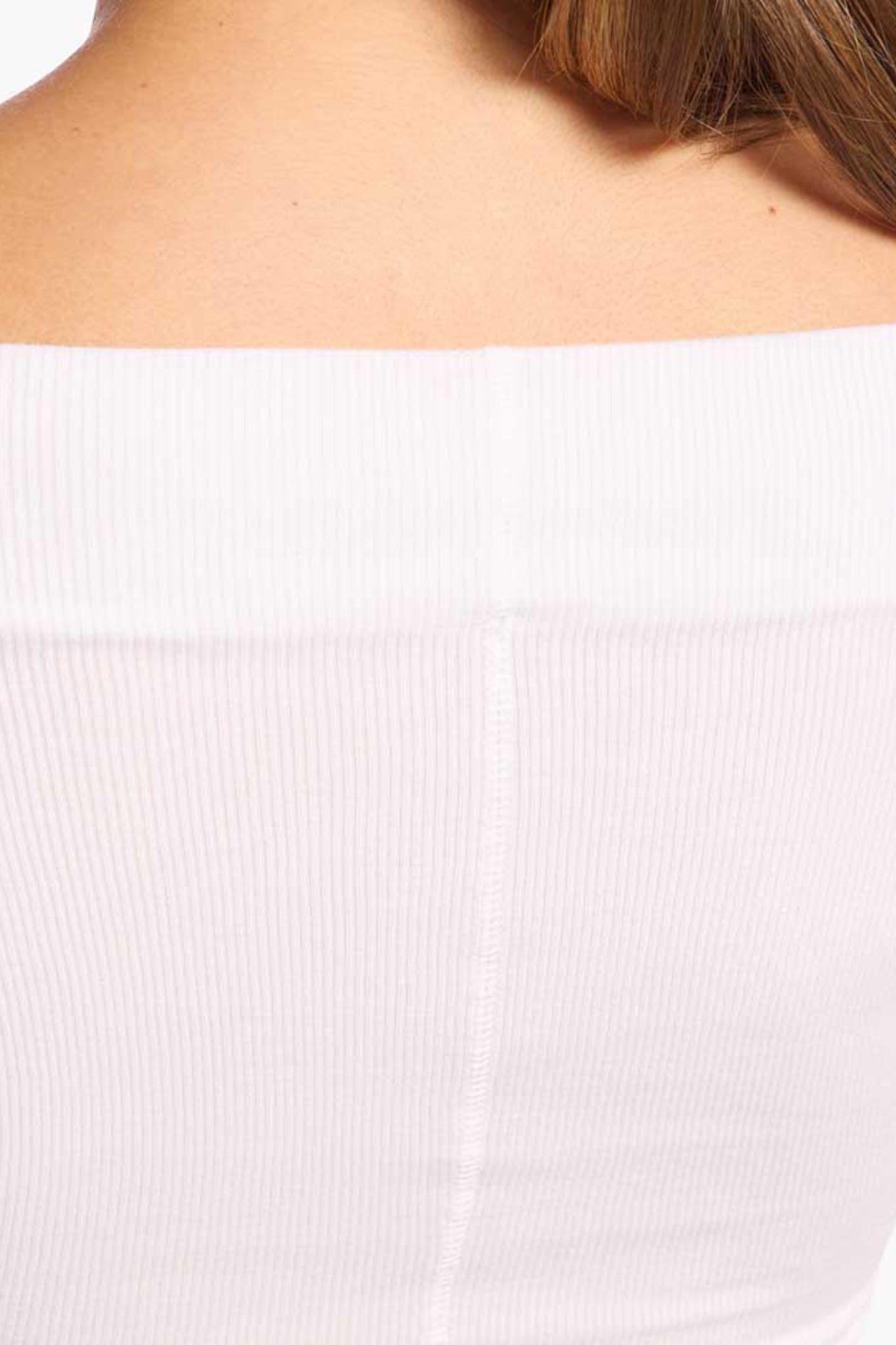 Slinky Rib Off-The-Shoulder Shirt | White