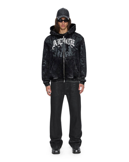 KSUBI X ALICE HOLLYWOOD GRAPHIC ZIP HOODIE BLACK