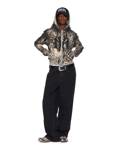 MOWALOLA ZIP HOODIE CHEETAH