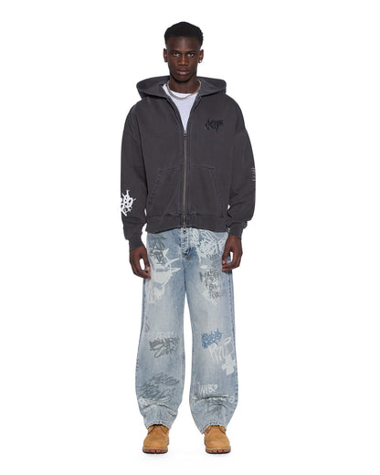 GRAFF EKCESS ZIP THRU HOODIE FADED BLACK