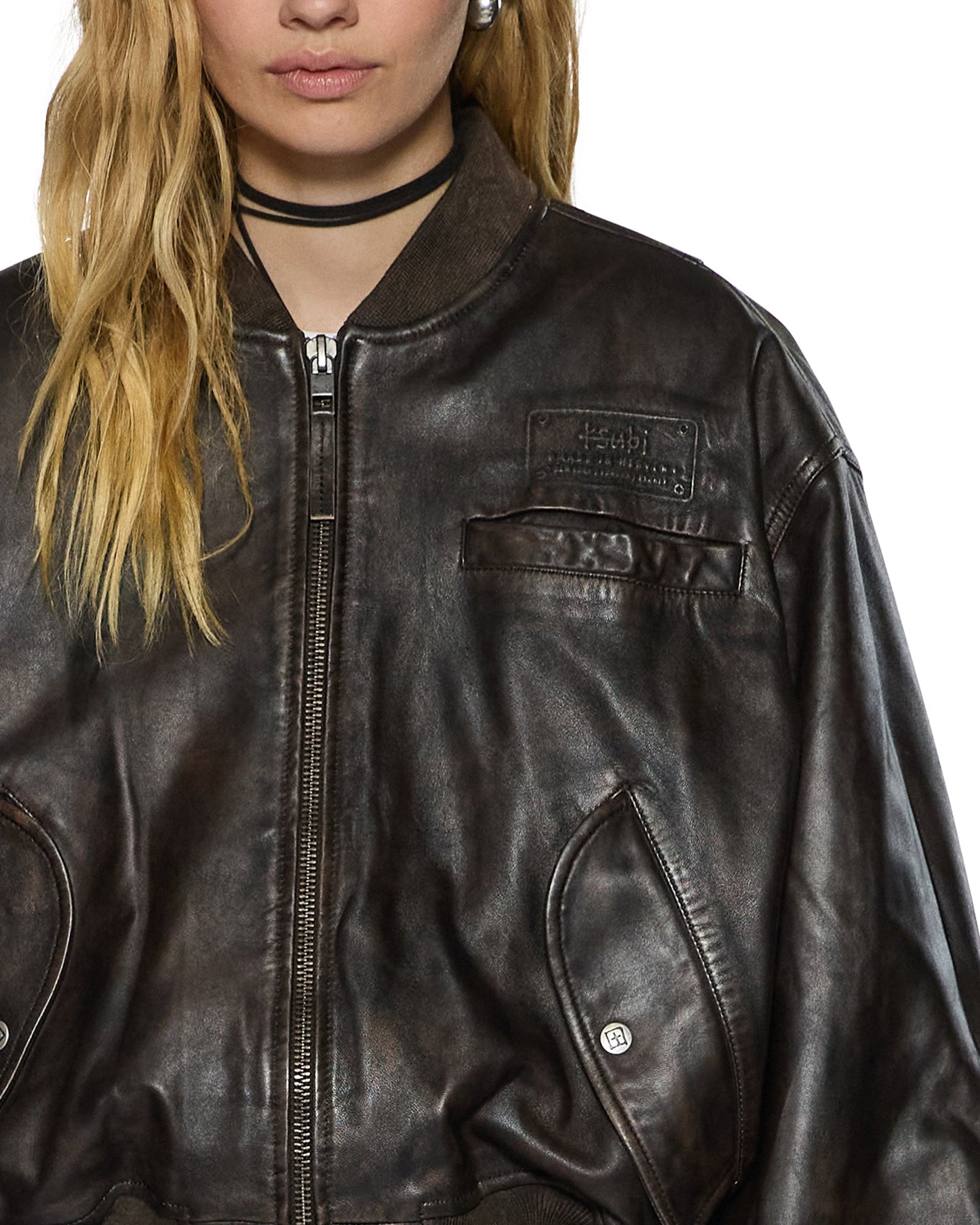 ALPHA CROP BOMBER WORN BLACK