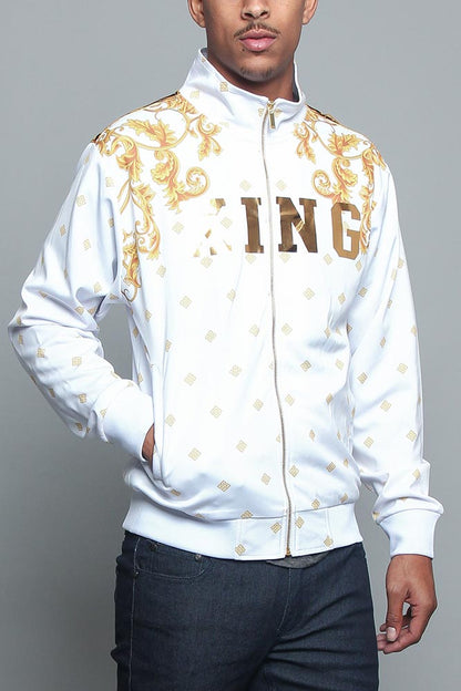 Jeweled Tiger King Zip Up Track Jacket