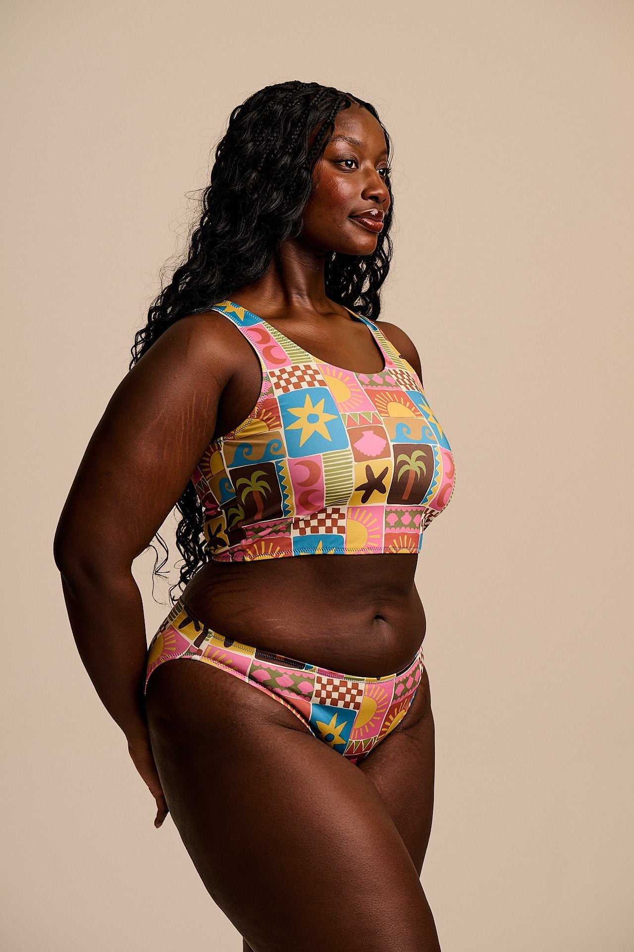 Kara - Tankini Top in Coastal Tile