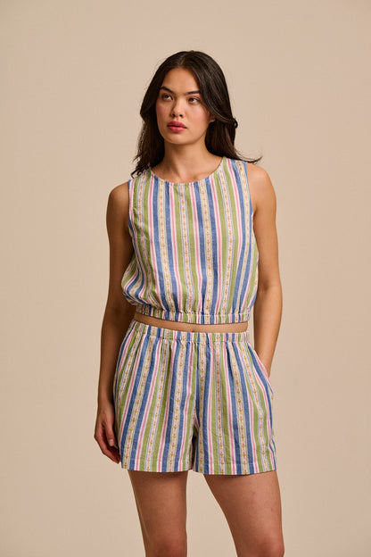 Popan - Cotton Shorts in Tulip Stripe