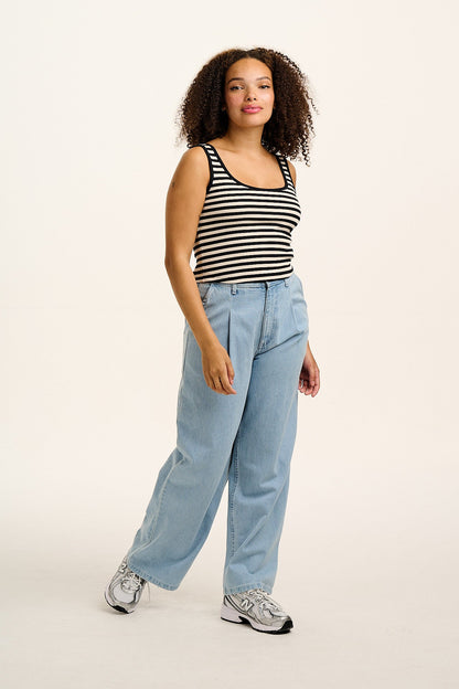 Eden - Vest in Black & White Stripe
