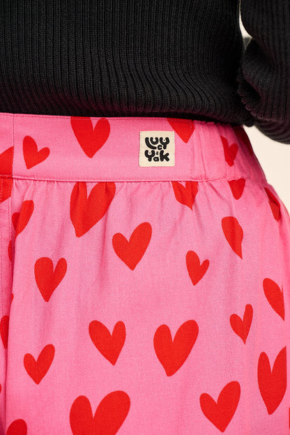 Beau - Barrel Leg Cotton Trousers in Cupid