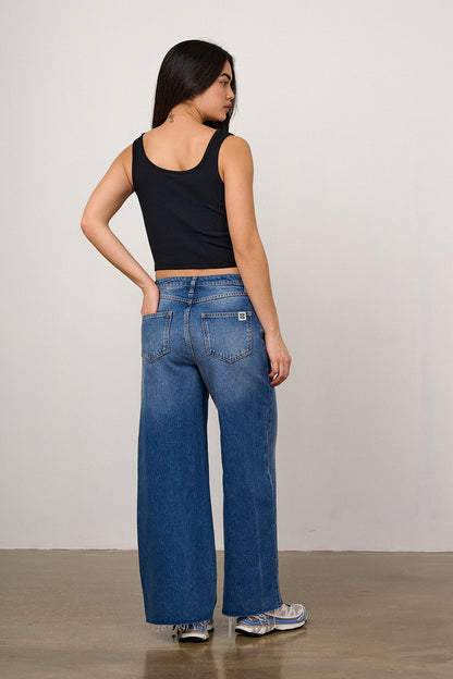 Carter - High Waisted Denim Jeans in Vintage Wash Blue