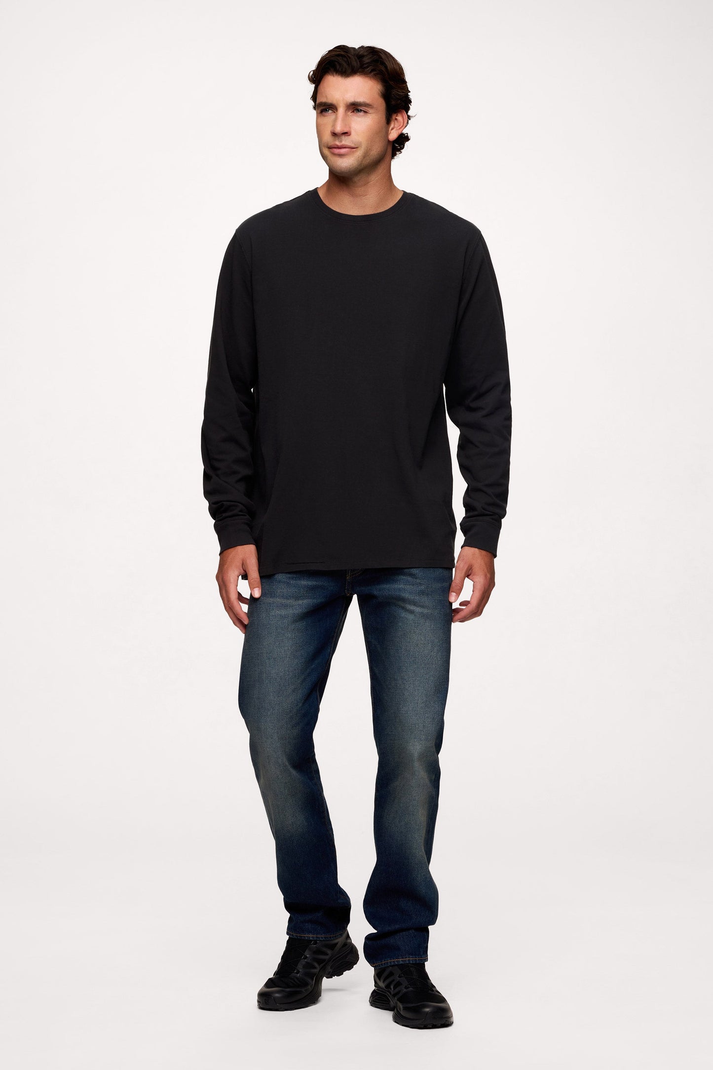 Vintage Cotton Men's Long Sleeve Everyday T-Shirt | Black