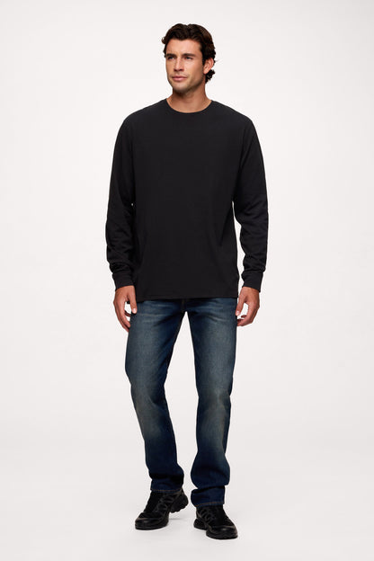 Vintage Cotton Men's Long Sleeve Everyday T-Shirt | Black