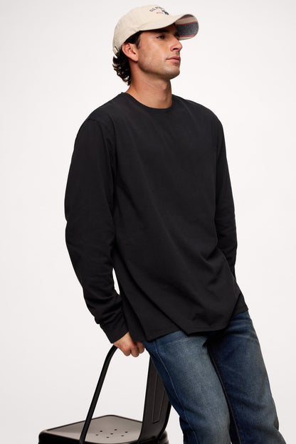 Vintage Cotton Men's Long Sleeve Everyday T-Shirt | Black