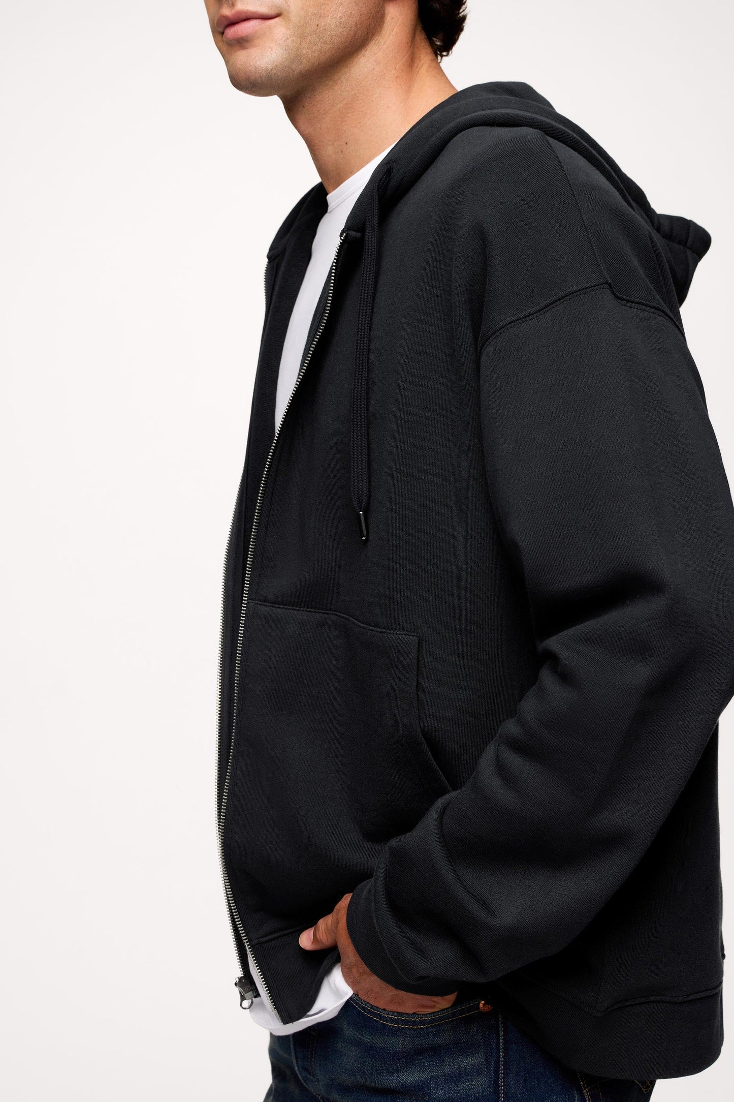Vintage Washed Zip-Up Hoodie | Black