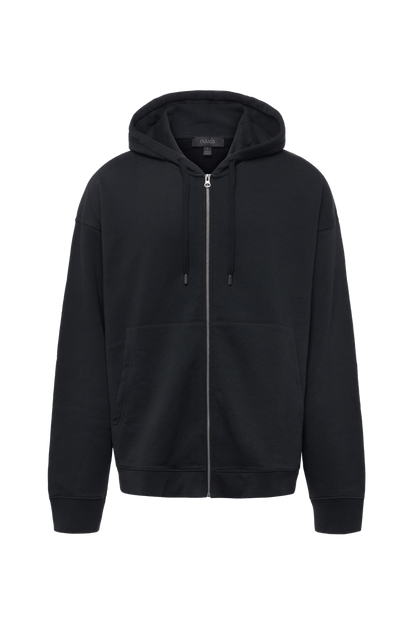 Vintage Washed Zip-Up Hoodie | Black