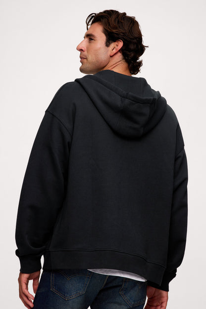 Vintage Washed Zip-Up Hoodie | Black