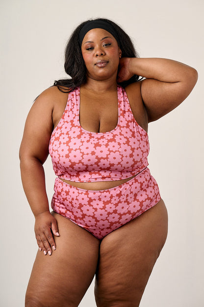 Morella - Racerback Bikini Top in Coastal Flower