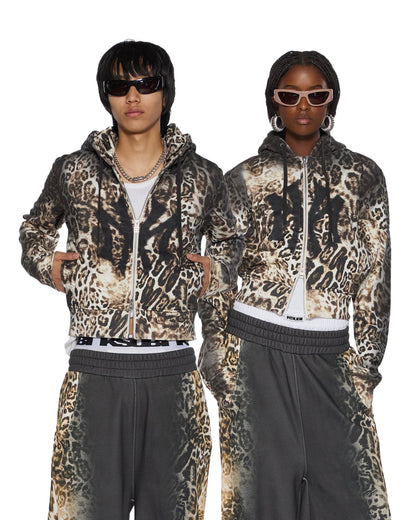 MOWALOLA ZIP HOODIE CHEETAH