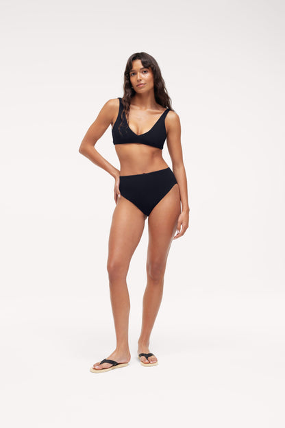 High Waist Bikini Bottom | Crispy Black