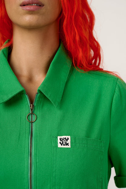 Ragan - Cotton Jumpsuit in Kelly Green