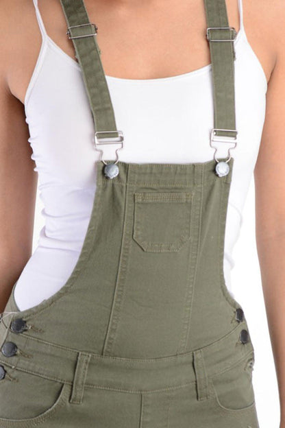 Women's Ripped Short Overalls